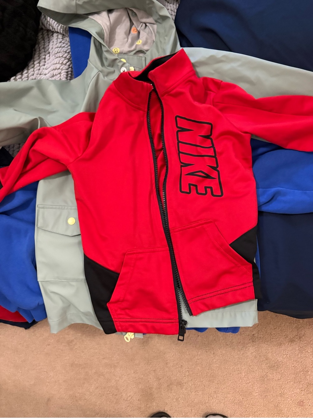 Nike Red and Black Kids Zip-Up Hoodie